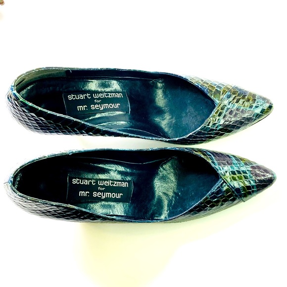 Stuart Weitzman Shoes Mr. Seymour Snakeskin Vintage Heels 7 1/2 - Picture 7 of 16